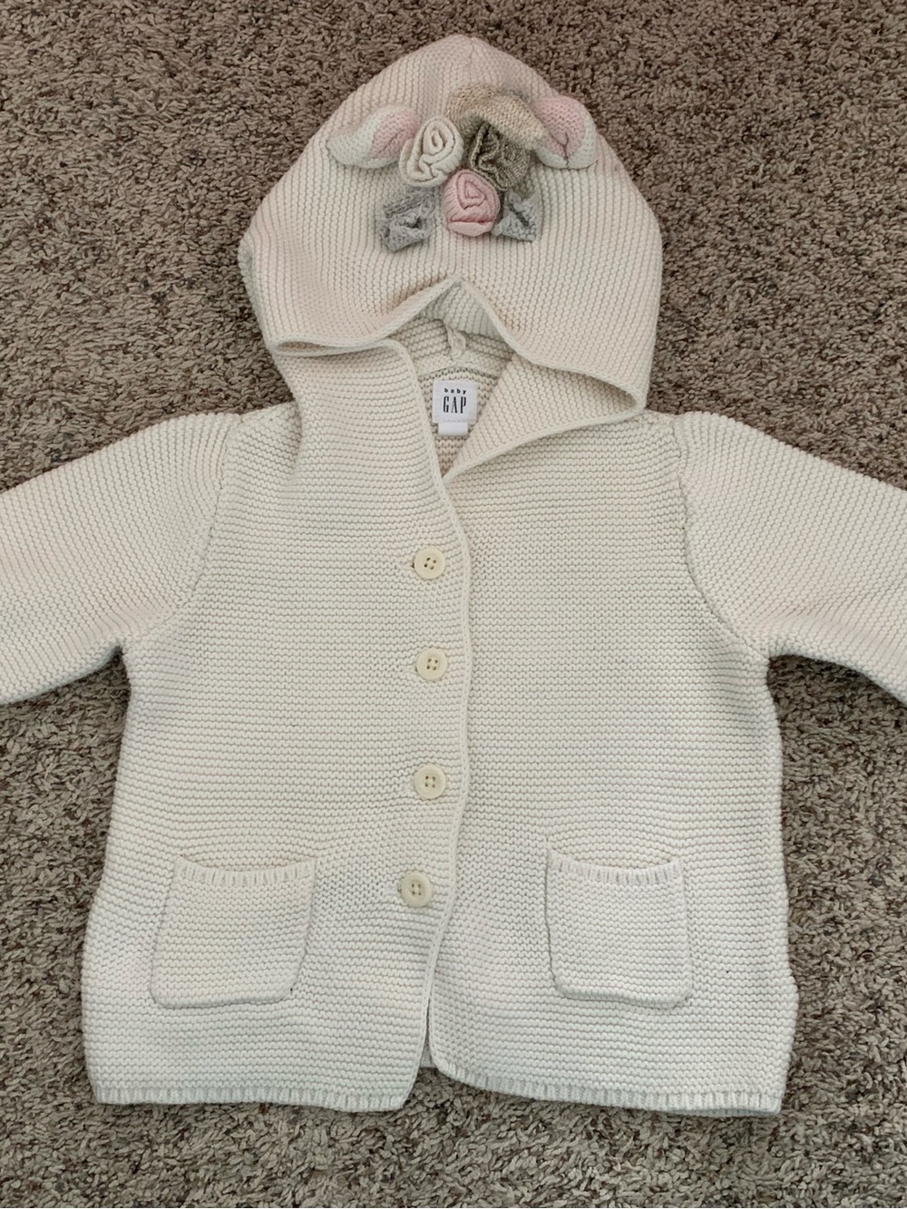 GAP Baby Cream Knit Unicorn 🦄 Hooded Cardigan